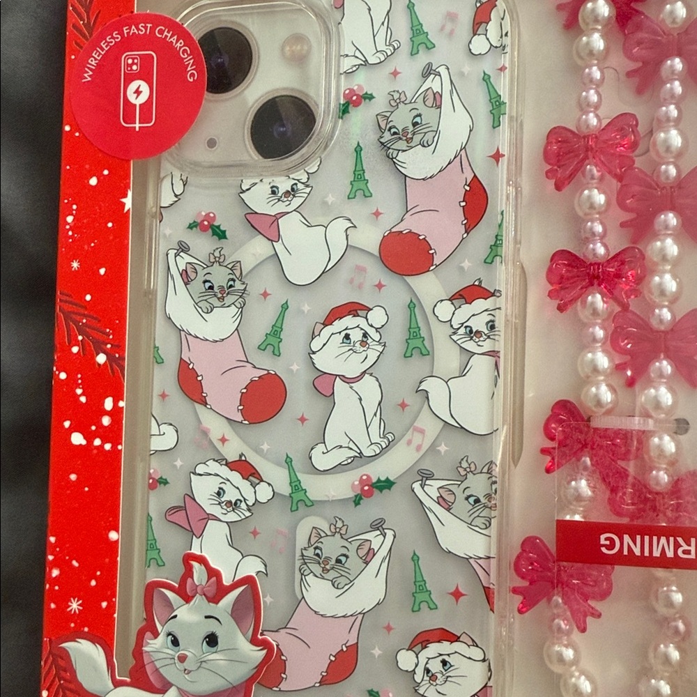 Disney Red and White holiday The Aristocats Marie iPhone 13/14/15 Case Christmas - Picture 2 of 5